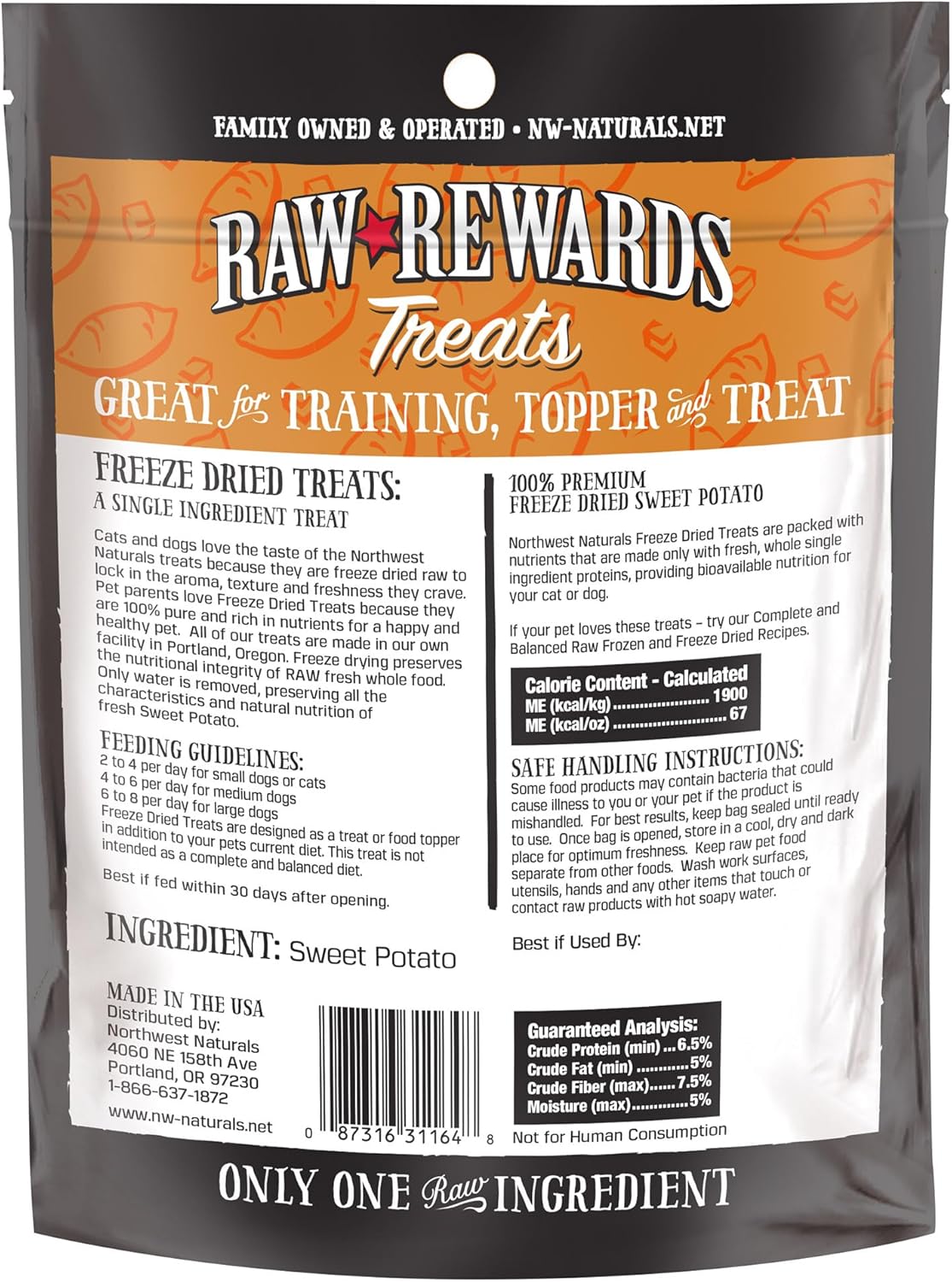 Northwest Naturals Raw Rewards Freeze-Dried Sweet Potato Dog &amp; Cat Treats