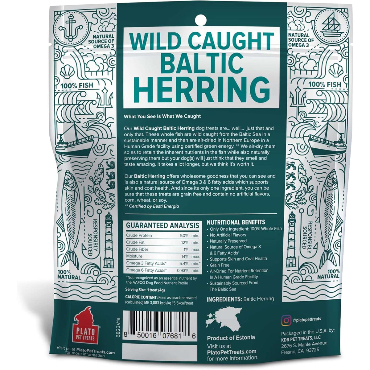 Plato Pet Treats Wild Caught Baltic Herring for Dogs