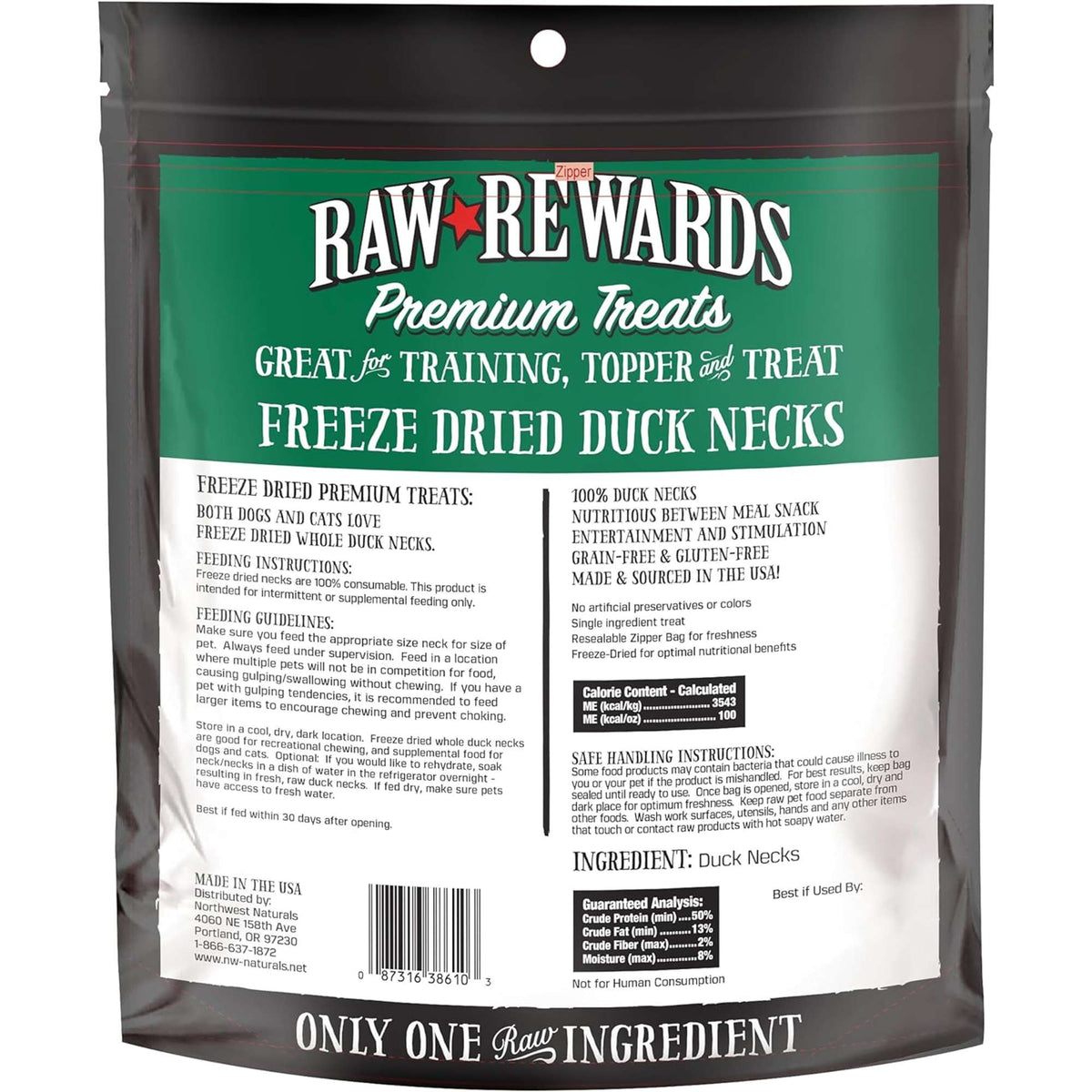 Northwest Naturals Raw Rewards Freeze-Dried Duck Necks Dog &amp; Cat Treats