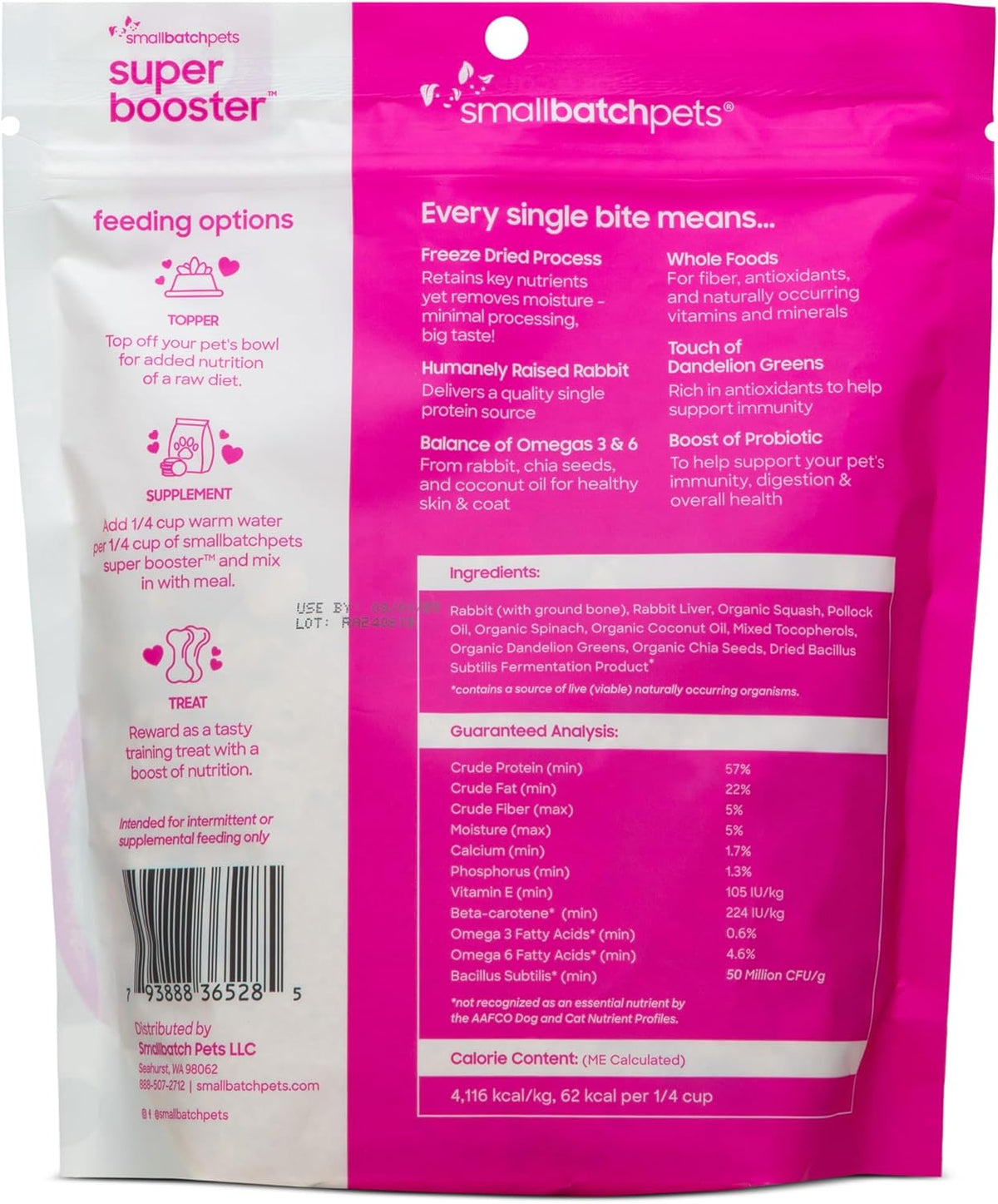 Small Batch Super Booster Freeze-Dried Rabbit Bites Dog &amp; Cat Treats or Meal Topper