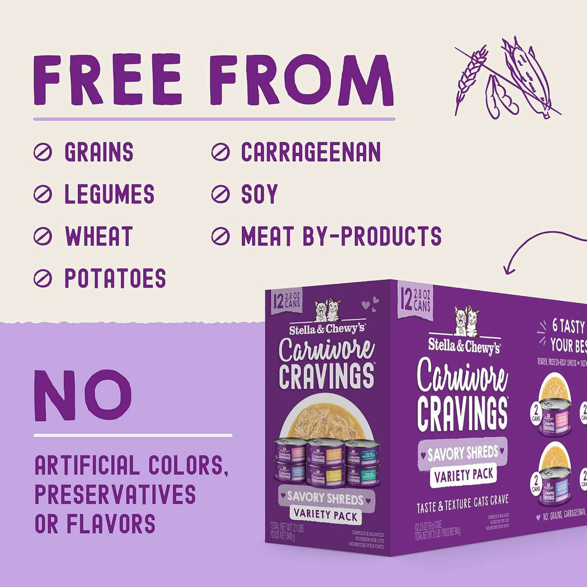 Stella &amp; Chewy&#39;s Carnivore Cravings Savory Shreds Variety Pack Canned Cat Food