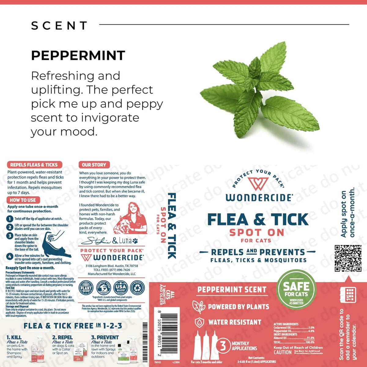 Wondercide Flea & Tick Spot On Peppermint Scent for Cats