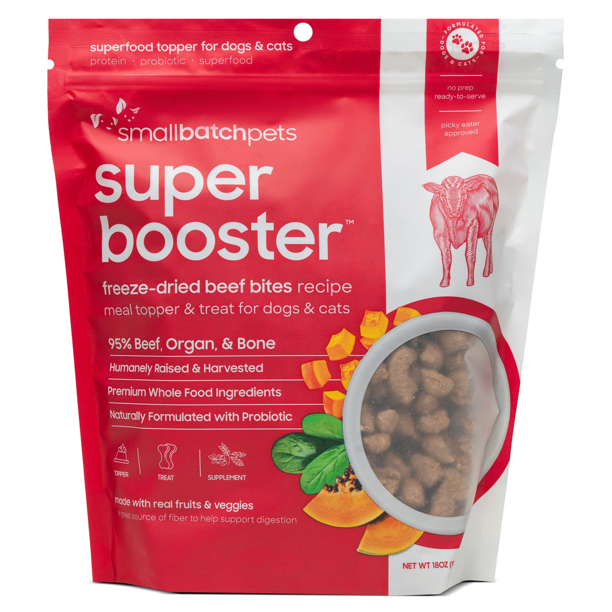 Small Batch Freeze-Dried Super Booster Beef Dog &amp; Cat Treats or Meal Topper