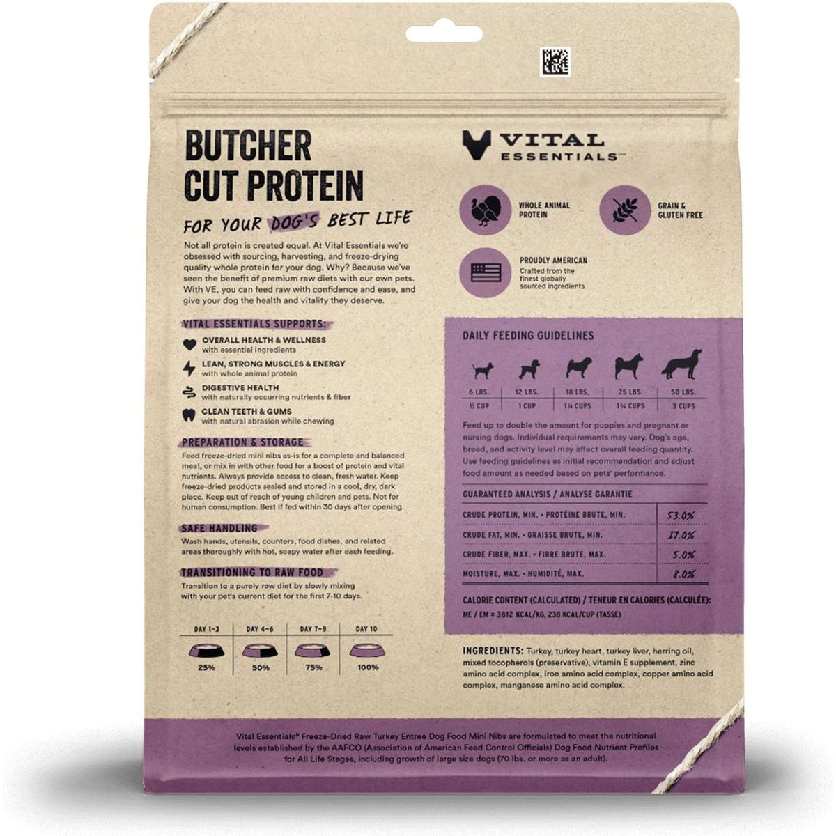 Vital Essentials Freeze-Dried Raw Turkey Dog Food