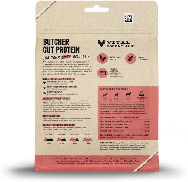 Vital Essentials Freeze-Dried Raw Protein-Mix In Ground Chicken Dog Meal Topper