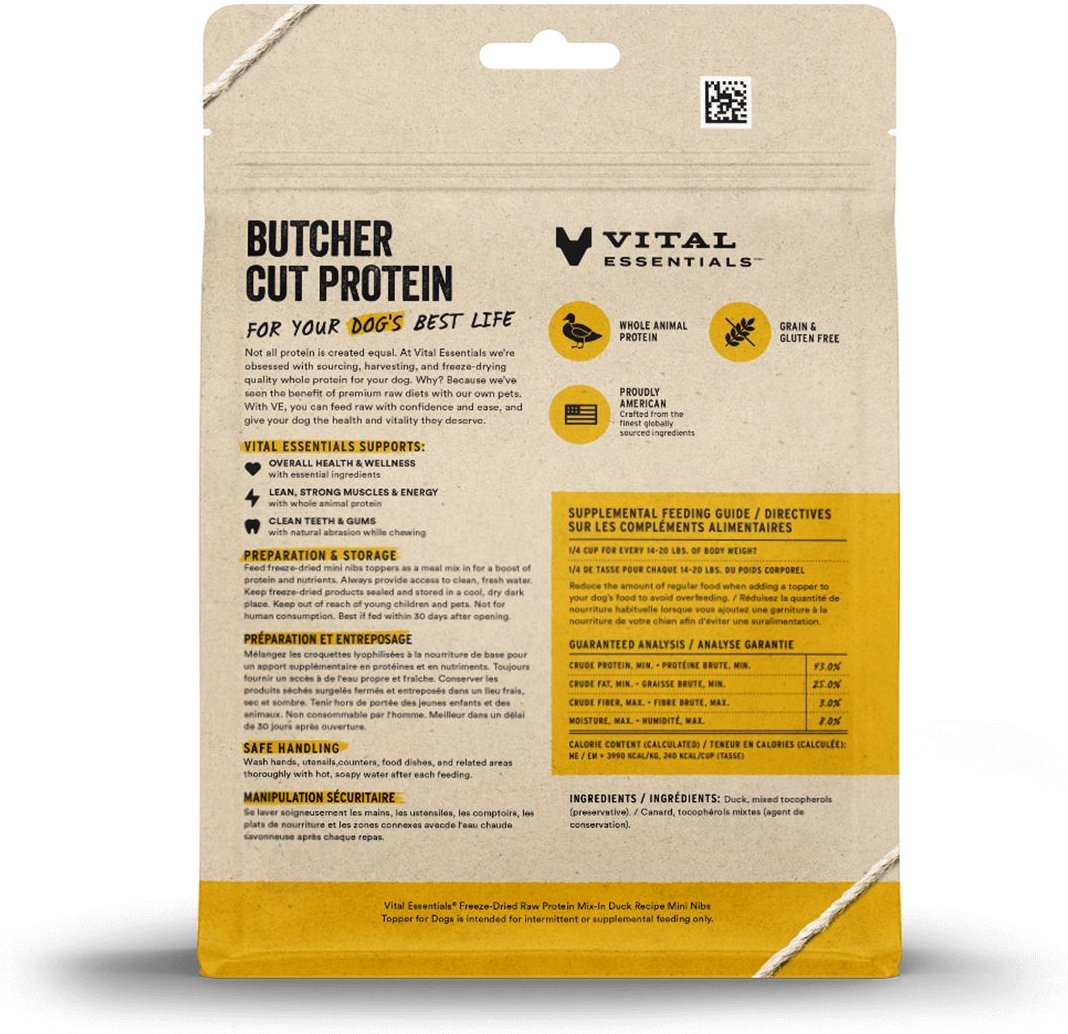 Vital Essentials Freeze-Dried Raw Protein Mix-In Duck Dog Meal Topper