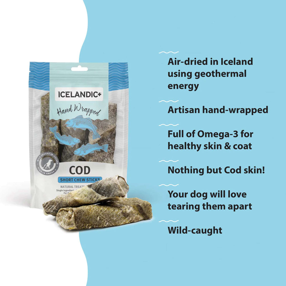 Icelandic+ Hand Wrapped Cod Stick Dog Chews