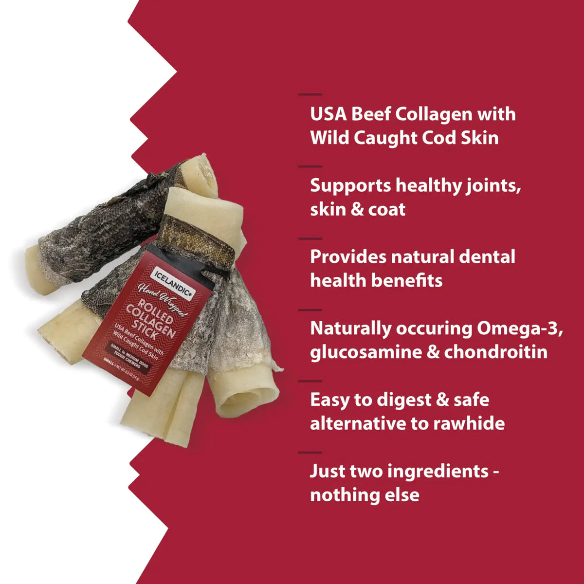 Icelandic+ Rolled Beef Collagen Sticks Dog Chews