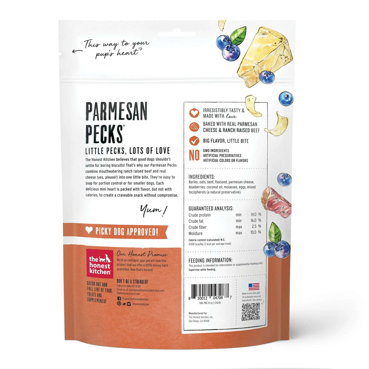 The Honest Kitchen Parmesan Pecks Beef &amp; Blueberry Dog Treats