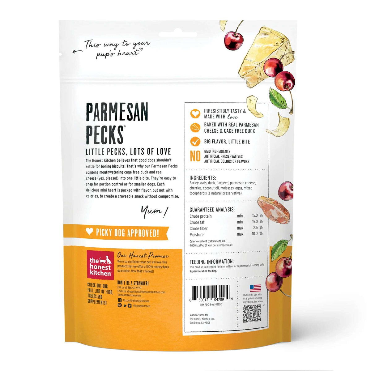 The Honest Kitchen Parmesan Pecks Duck &amp; Cherry Dog Treats