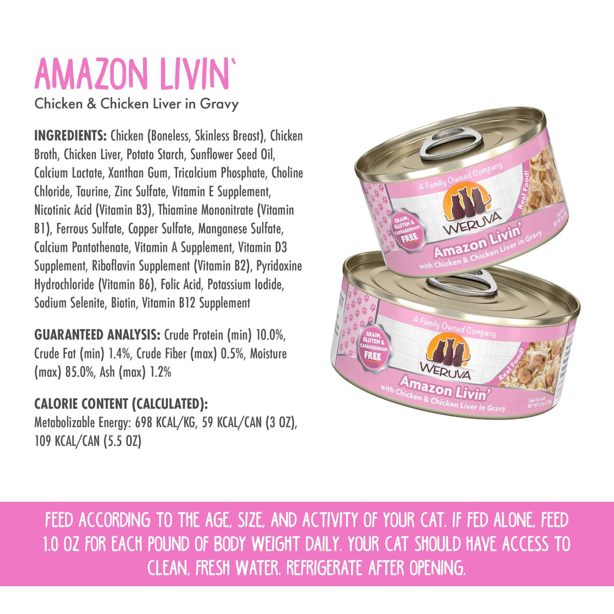 Weruva Amazon Livin&#39; Chicken &amp; Chicken Liver Canned Cat Food