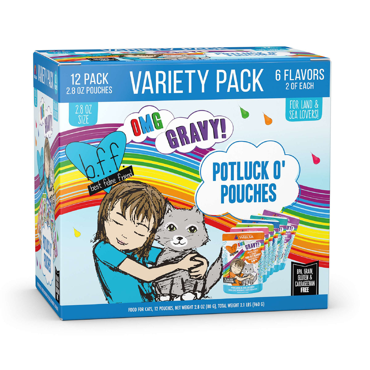 BFF OMG Variety Potluck O&#39; Pouches Variety Pack Cat Food Pouch