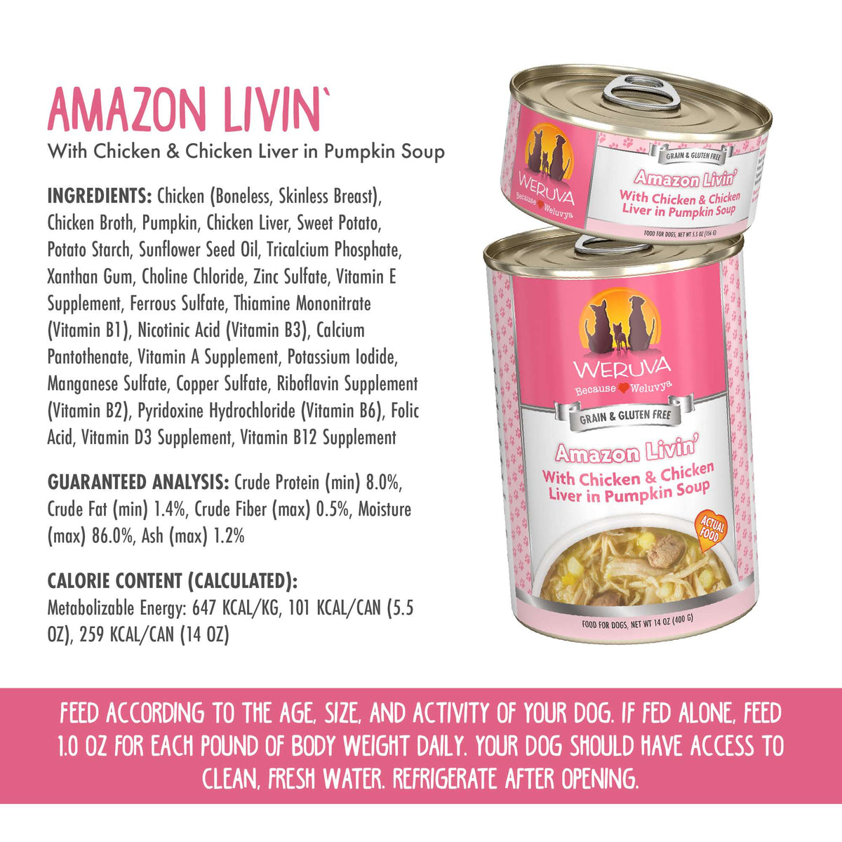 Weruva Amazon Livin&#39; Chicken &amp; Chicken Liver in Pumpkin Soup Canned Dog Food