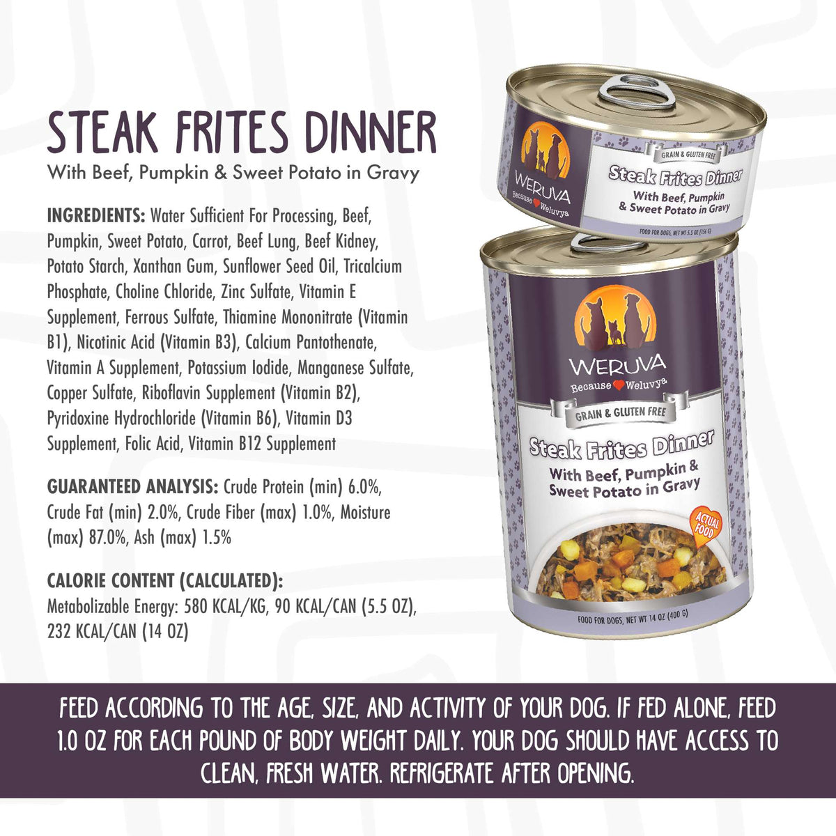 Weruva Steak Frites Dinner with Beef, Pumpkin &amp; Sweet Potato Canned Dog Food