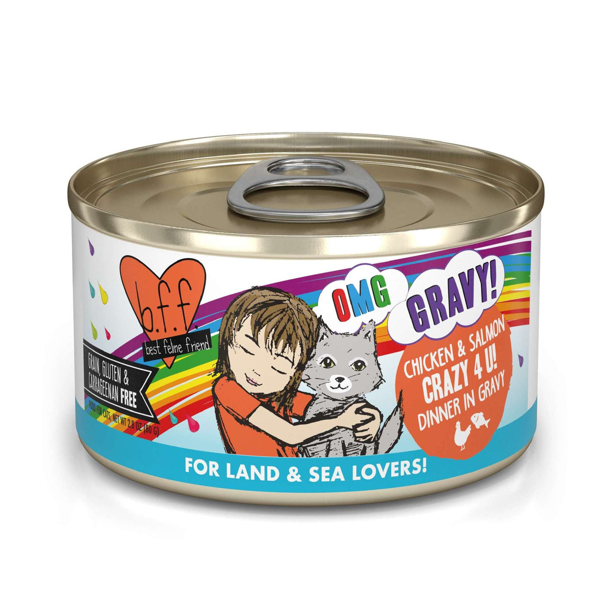 BFF OMG Gravy! Crazy 4 U! Chicken &amp; Salmon Canned Cat Food