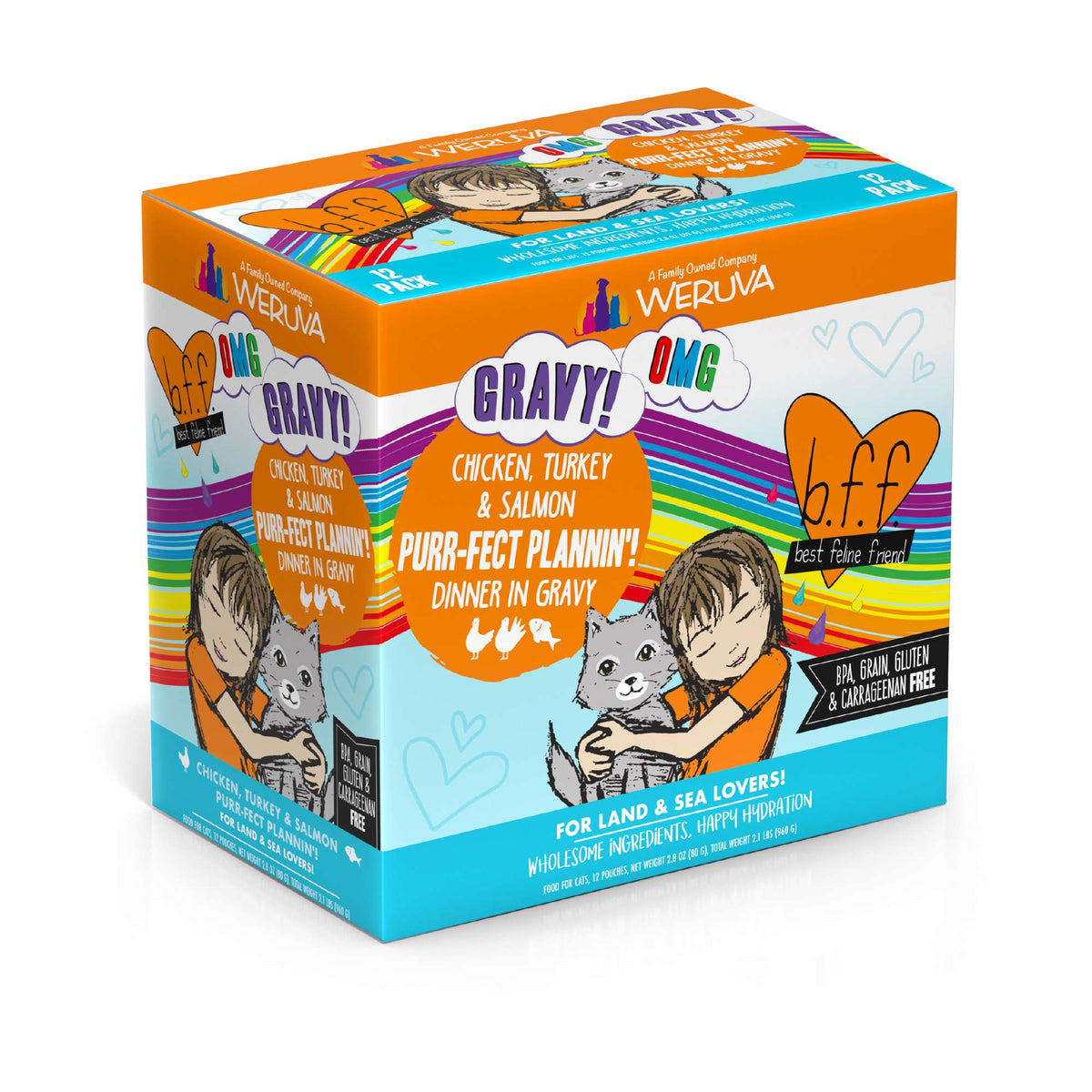 BFF OMG Gravy! Purr-fe Count Plannin&#39; Chicken, Turkey &amp; Salmon Cat Food Pouch