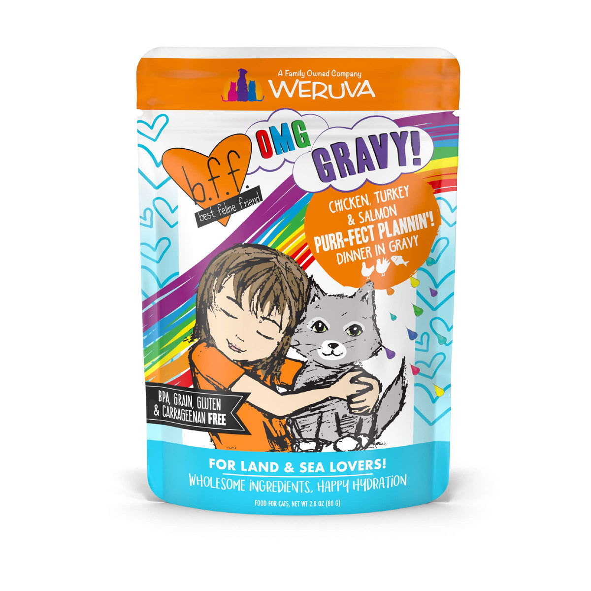 BFF OMG Gravy! Purr-fe Count Plannin&#39; Chicken, Turkey &amp; Salmon Cat Food Pouch