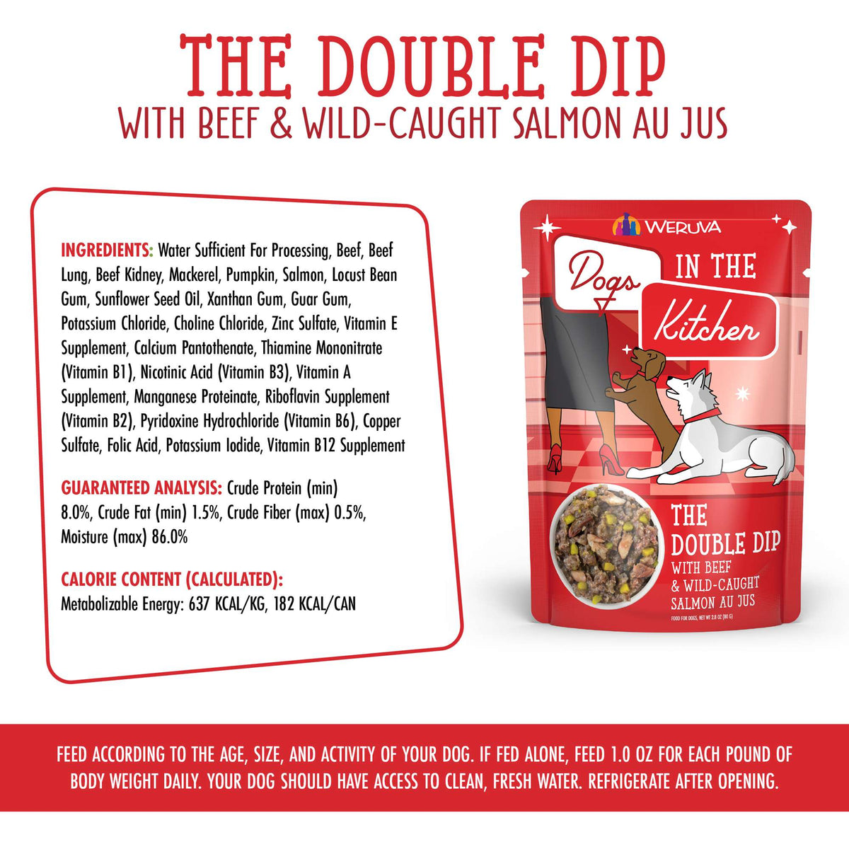Dogs In The Kitchen The Double Dip Beef &amp; Wild Caught Salmon AU JUS Pouch