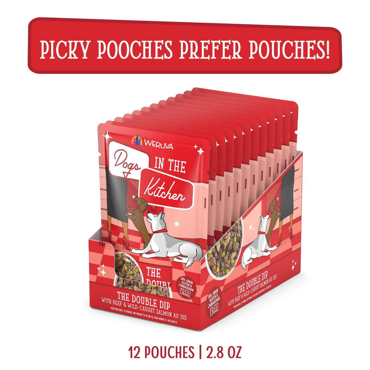 Dogs In The Kitchen The Double Dip Beef &amp; Wild Caught Salmon AU JUS Pouch