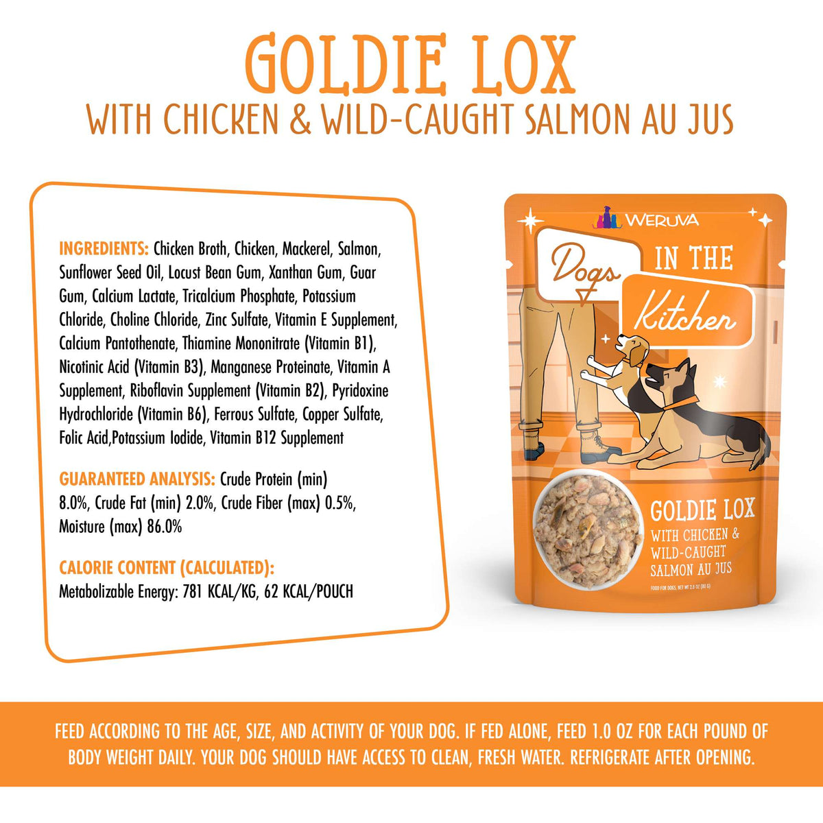 Dogs In The Kitchen Goldie Lox Chicken &amp; Wild Caught Salmon AU JUS Pouch