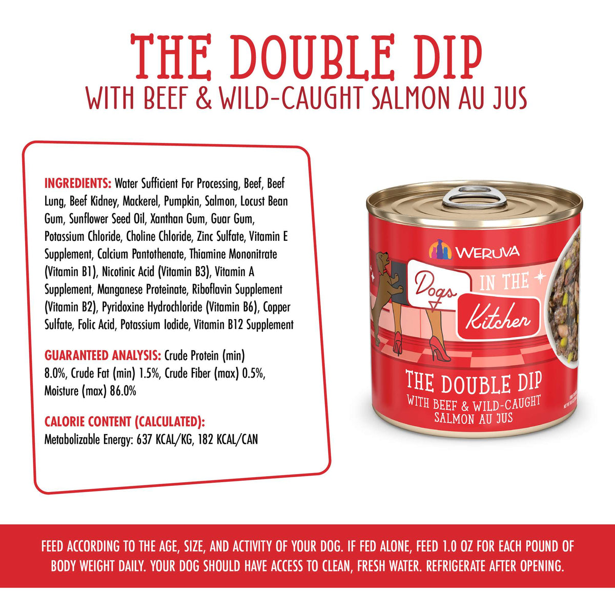 Dogs In The Kitchen The Double Dip Beef &amp; Wild Caught Salmon AU JUS Canned Food