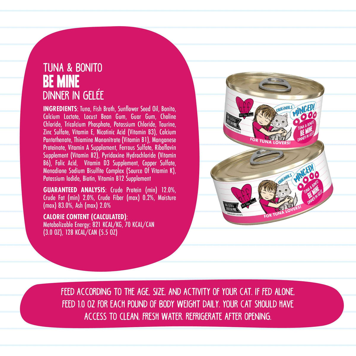 BFF Minced! Be Mine Tuna &amp; Bonito Canned Cat Food