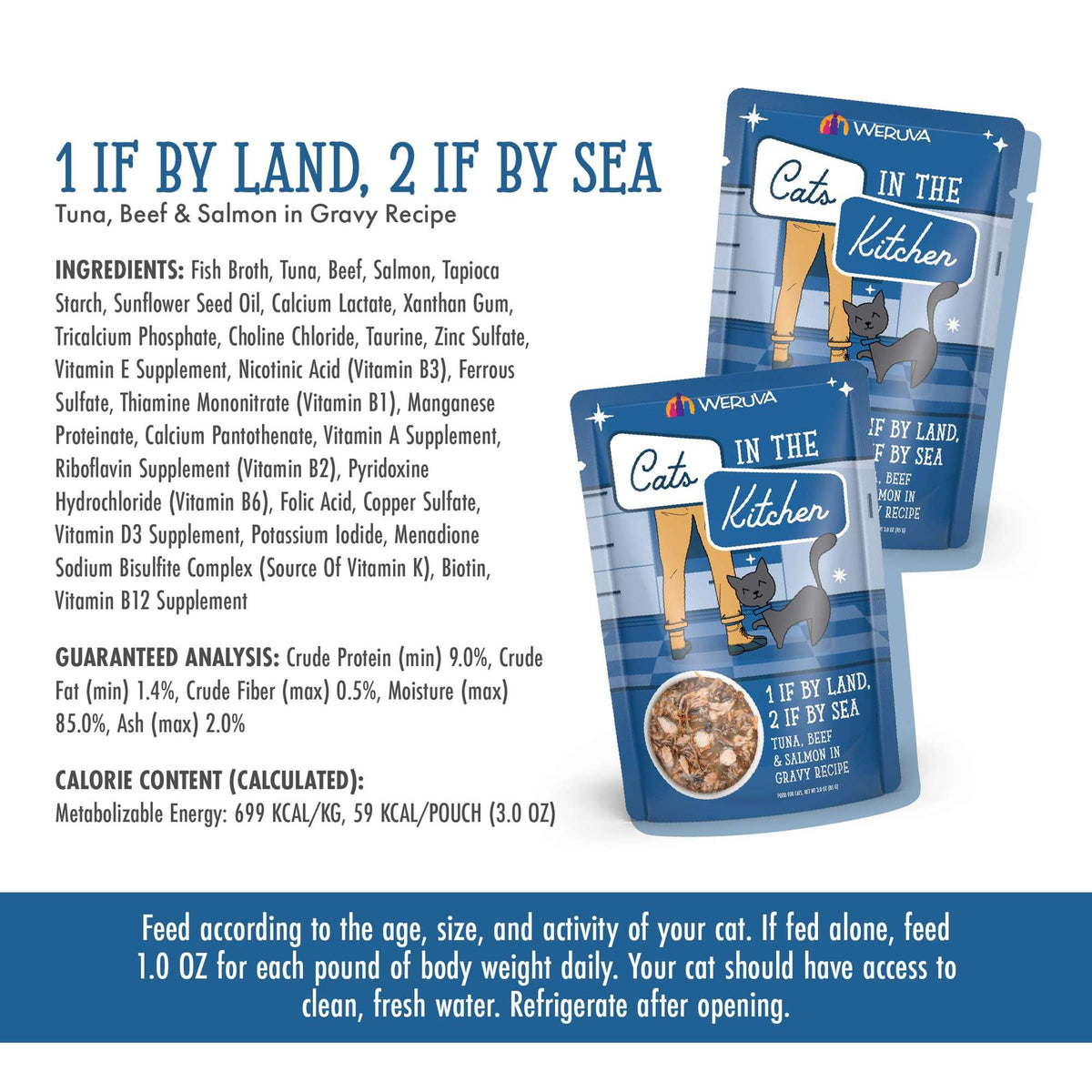 Cats In the Kitchen 1 If By Land 2 If By Sea Tuna Beef &amp; Salmon Pouch