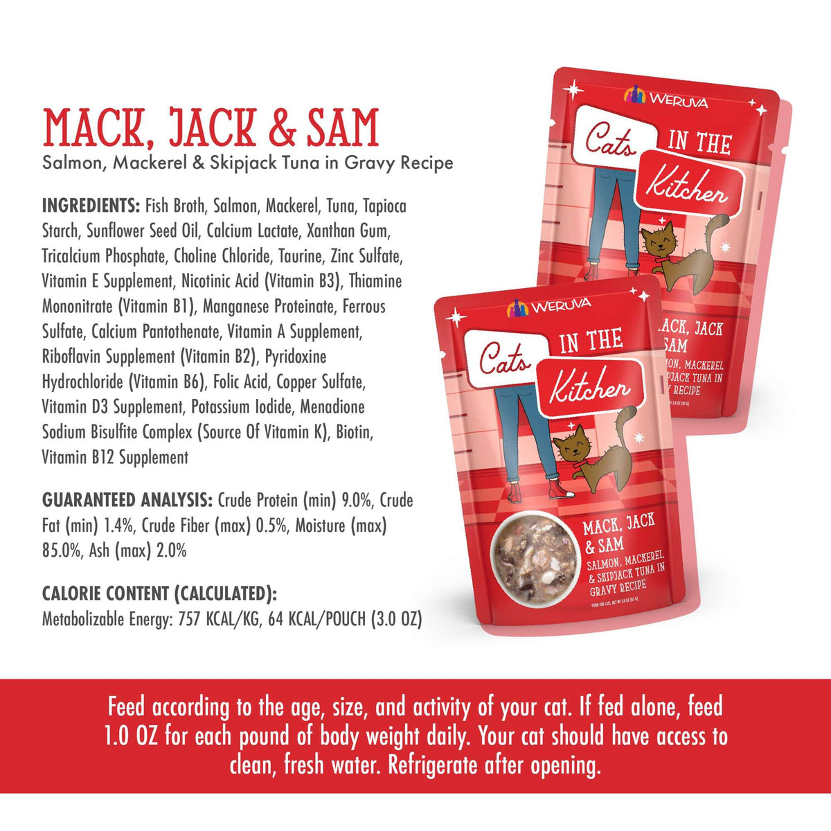 Cats In the Kitchen Mack Jack &amp; Sam Salmon Mackerel &amp; Skipjack Tuna Pouch