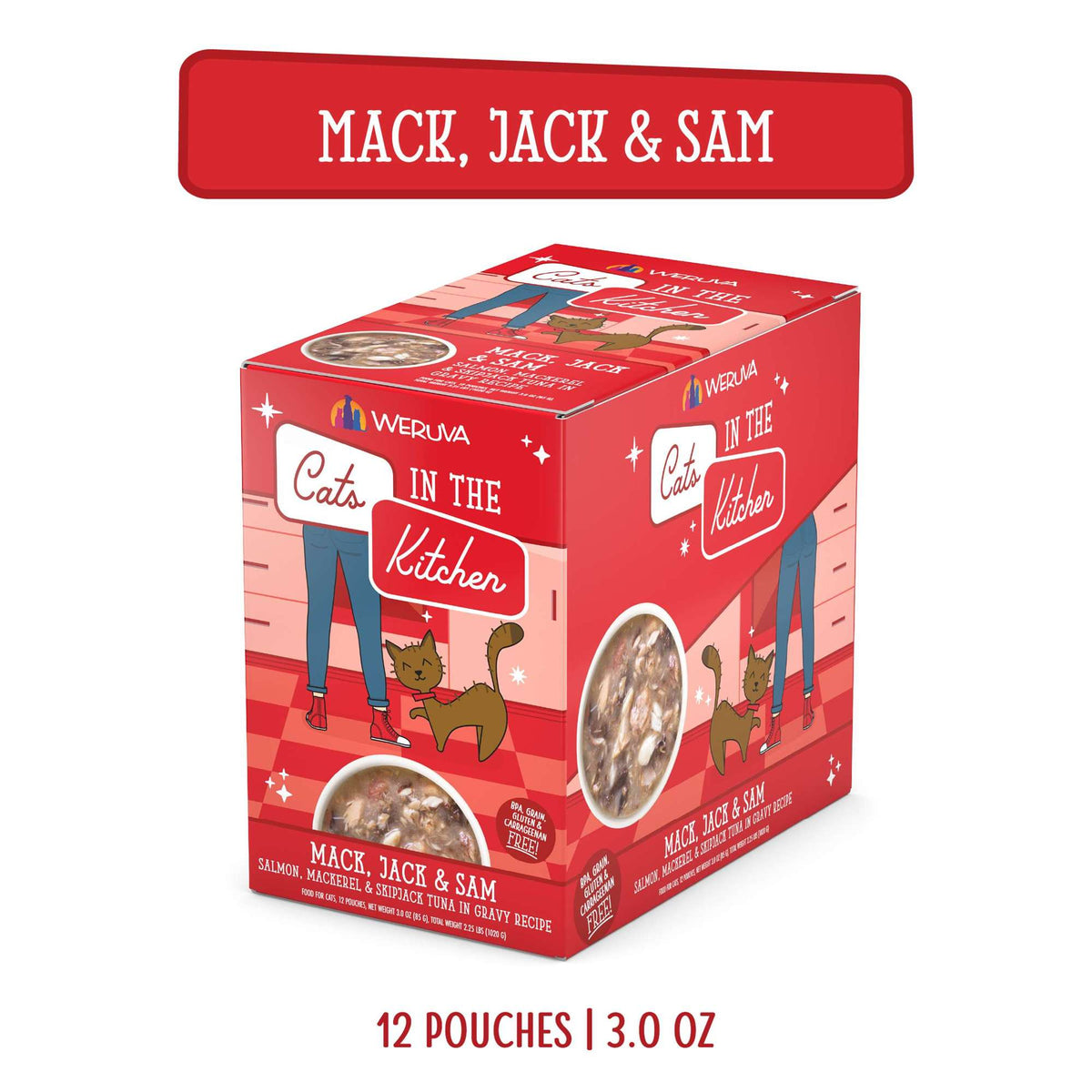Cats In the Kitchen Mack Jack &amp; Sam Salmon Mackerel &amp; Skipjack Tuna Pouch