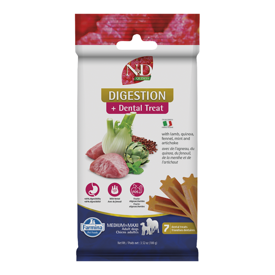 Farmina N&D Quinoa Digestion + Dental Treat Lamb Medium & Maxi Dog Treats