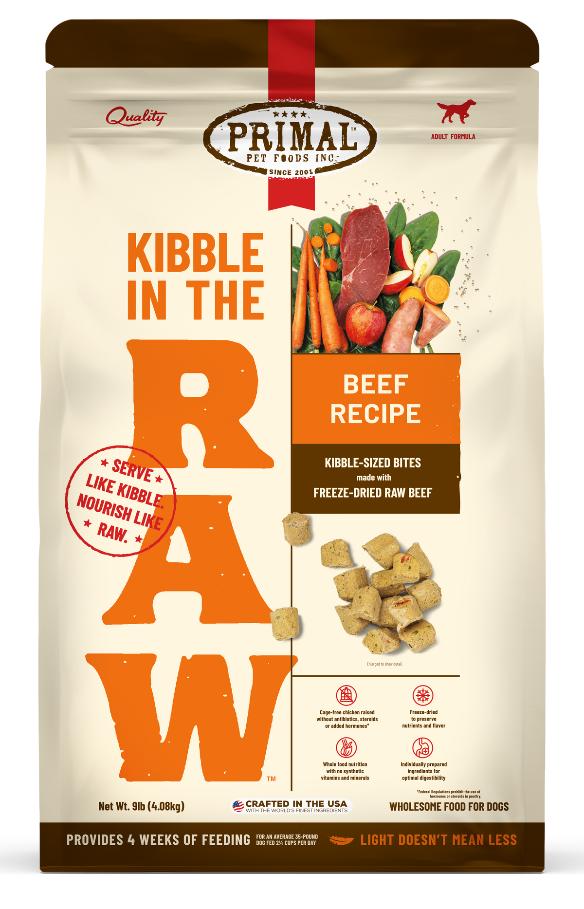 Primal Kibble in the Raw Freeze-Dried Raw Beef Dog Food