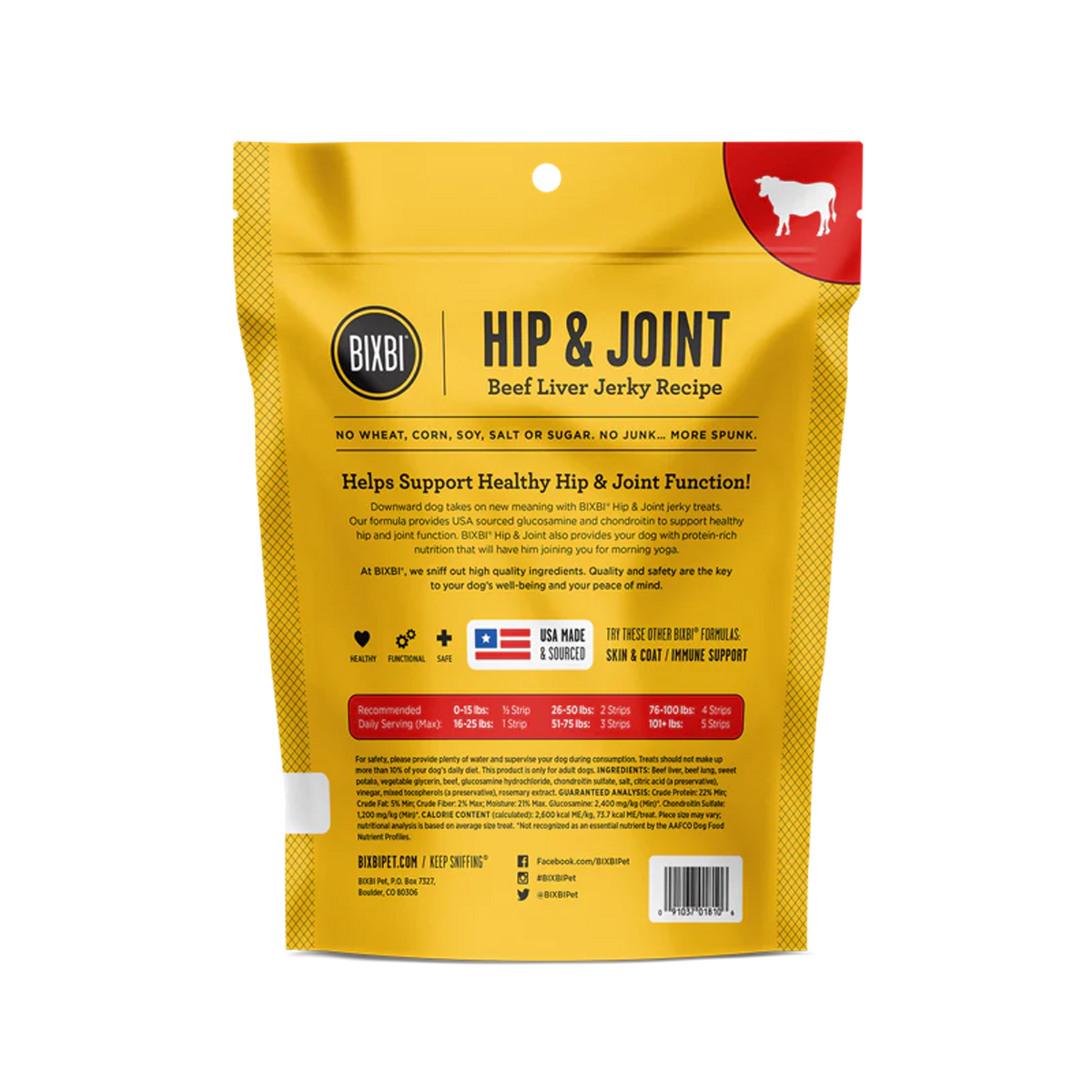 Bixbi Hip &amp; Joint Beef Liver Jerky Dog Treats
