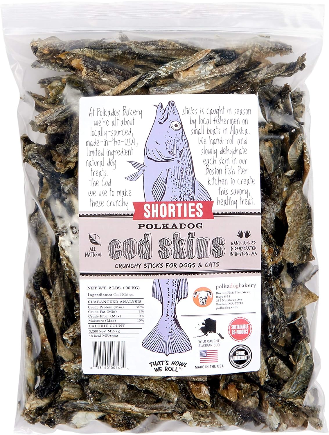 Polkadog Bakery Cod Skin Crunchy Sticks Dog &amp; Cat Treats