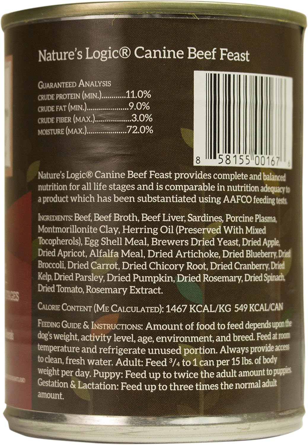 Nature&#39;s Logic Canine Beef Feast Canned Dog Food