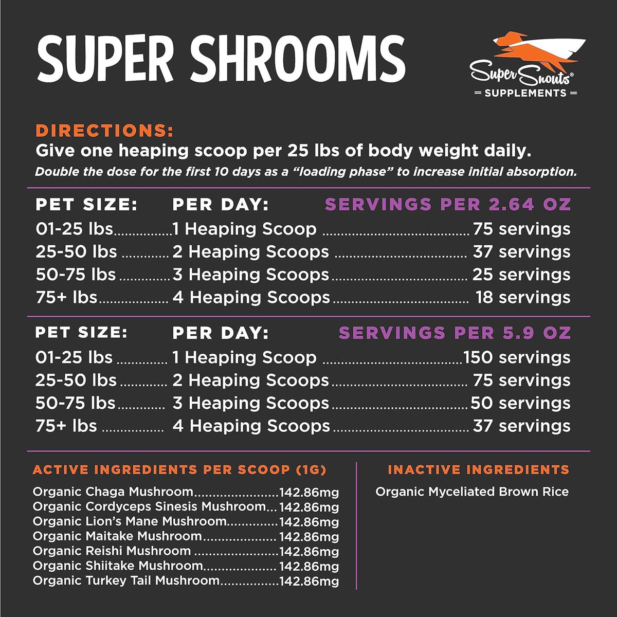 Super Snouts Super Shrooms Supplement for Dogs &amp; Cats