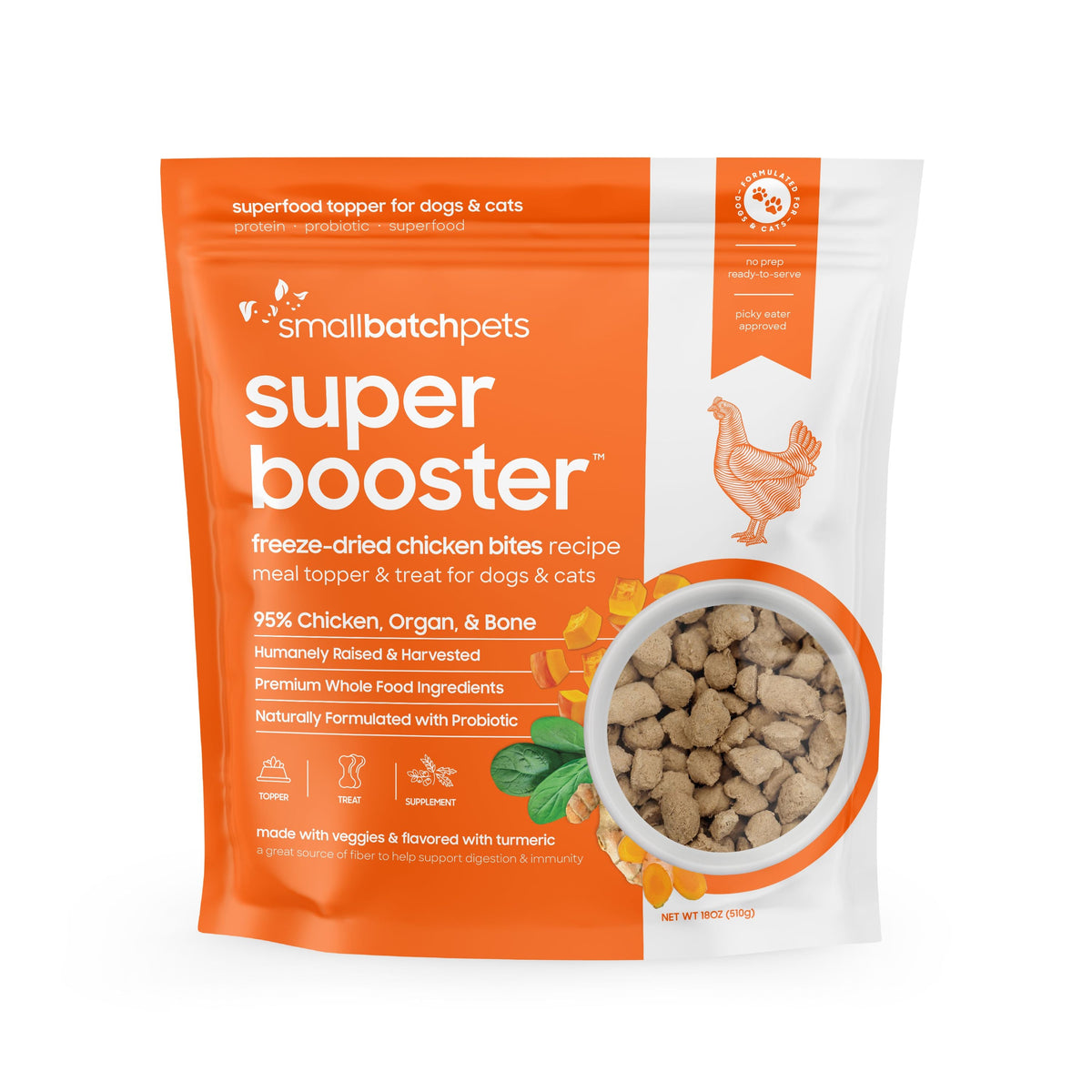 Small Batch Super Booster Freeze-Dried Chicken Bites Dog &amp; Cat Treats or Meal Topper