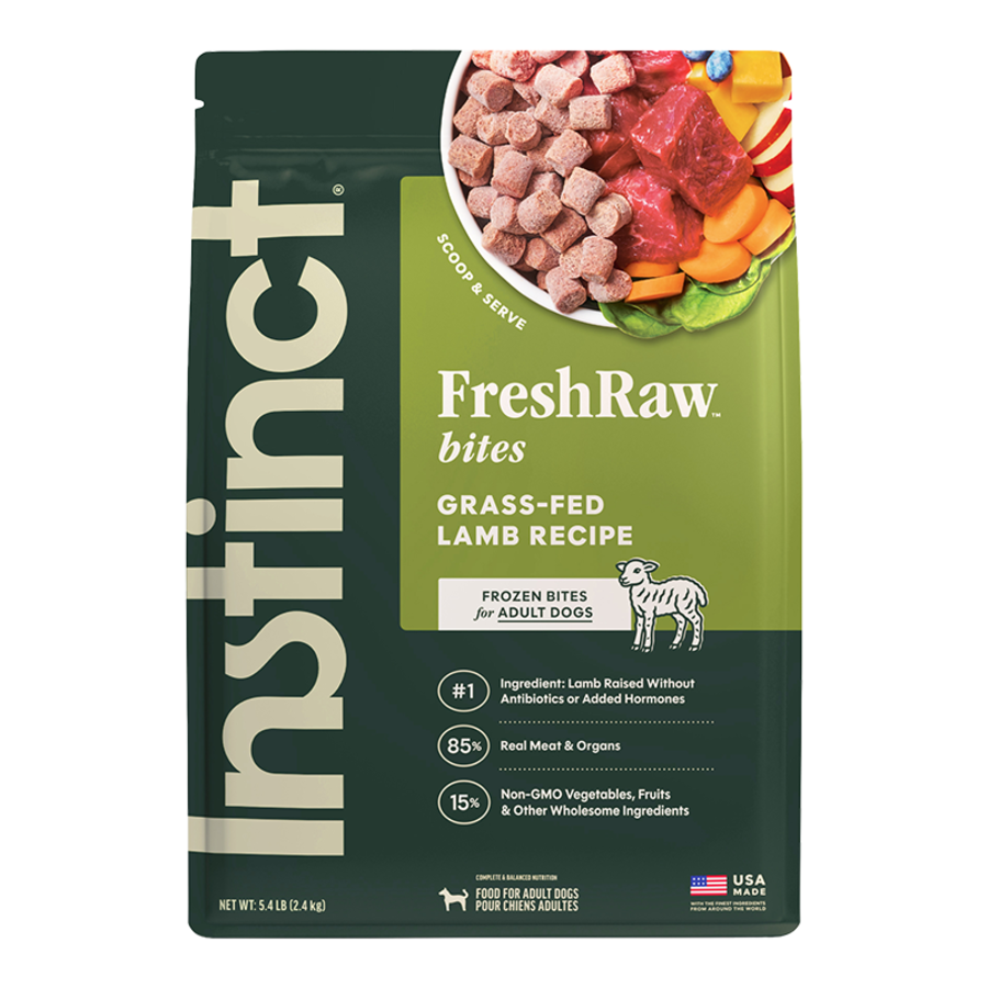 Instinct Frozen Raw Bites Grain-Free Grass-Fed Lamb Recipe Dog Food