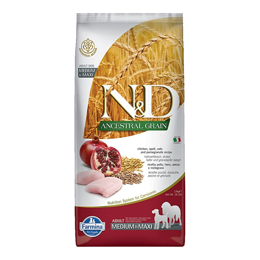 Farmina N&D Ancestral Grains Chicken, Spelt, Oats & Pomegranate Medium & Maxi Dog Food