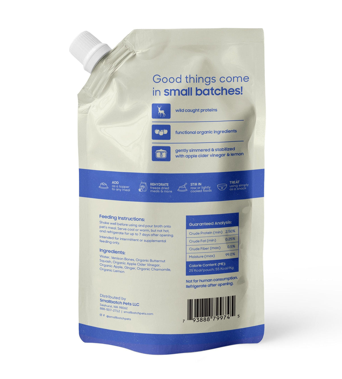 Small Batch Grain Free Venison Bone Broth for Dogs &amp; Cats