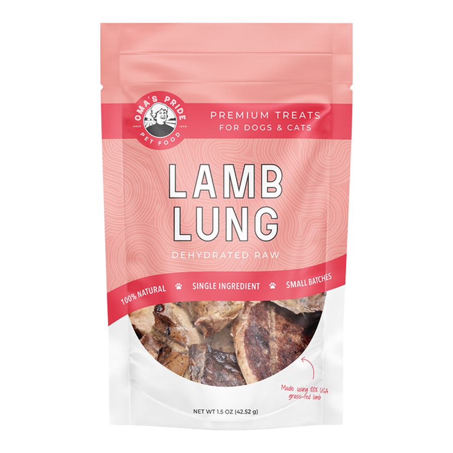 Oma&#39;s Pride Dehydrated Raw Lamb Lung Dog &amp; Cat Treats