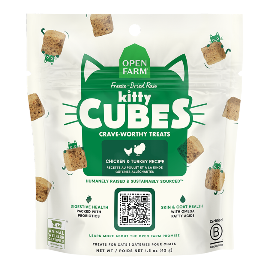 Open Farm Freeze-Dried Raw Kitty Cubes Chicken & Turkey Cat Treats