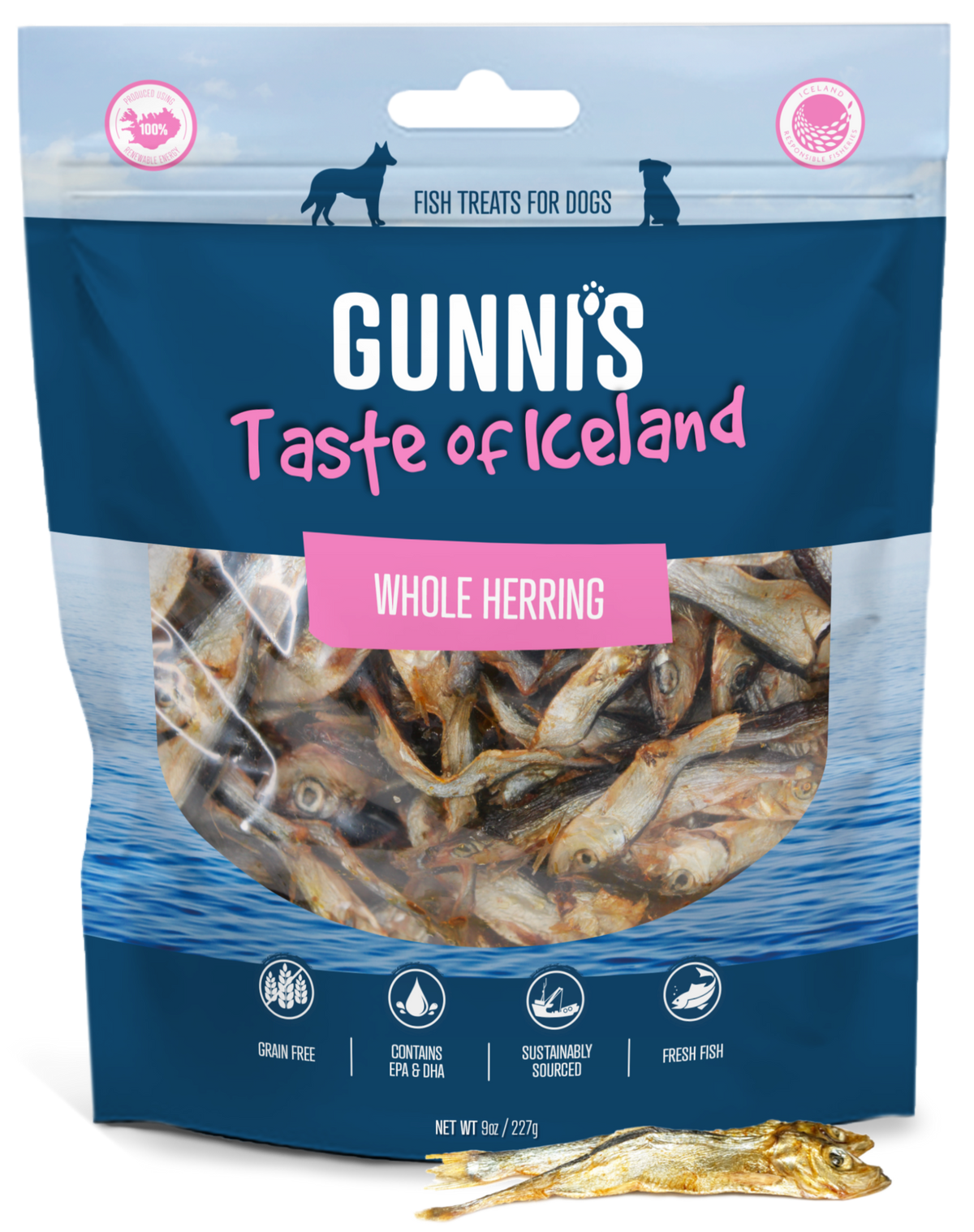 Gunni&#39;s Pet Taste of Iceland Whole Herring Dog Treats