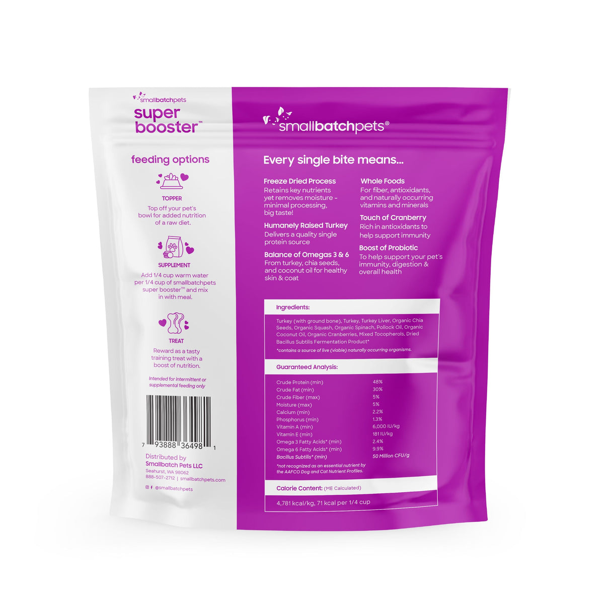 Small Batch Freeze-Dried Super Booster Turkey Dog &amp; Cat Treats or Meal Topper