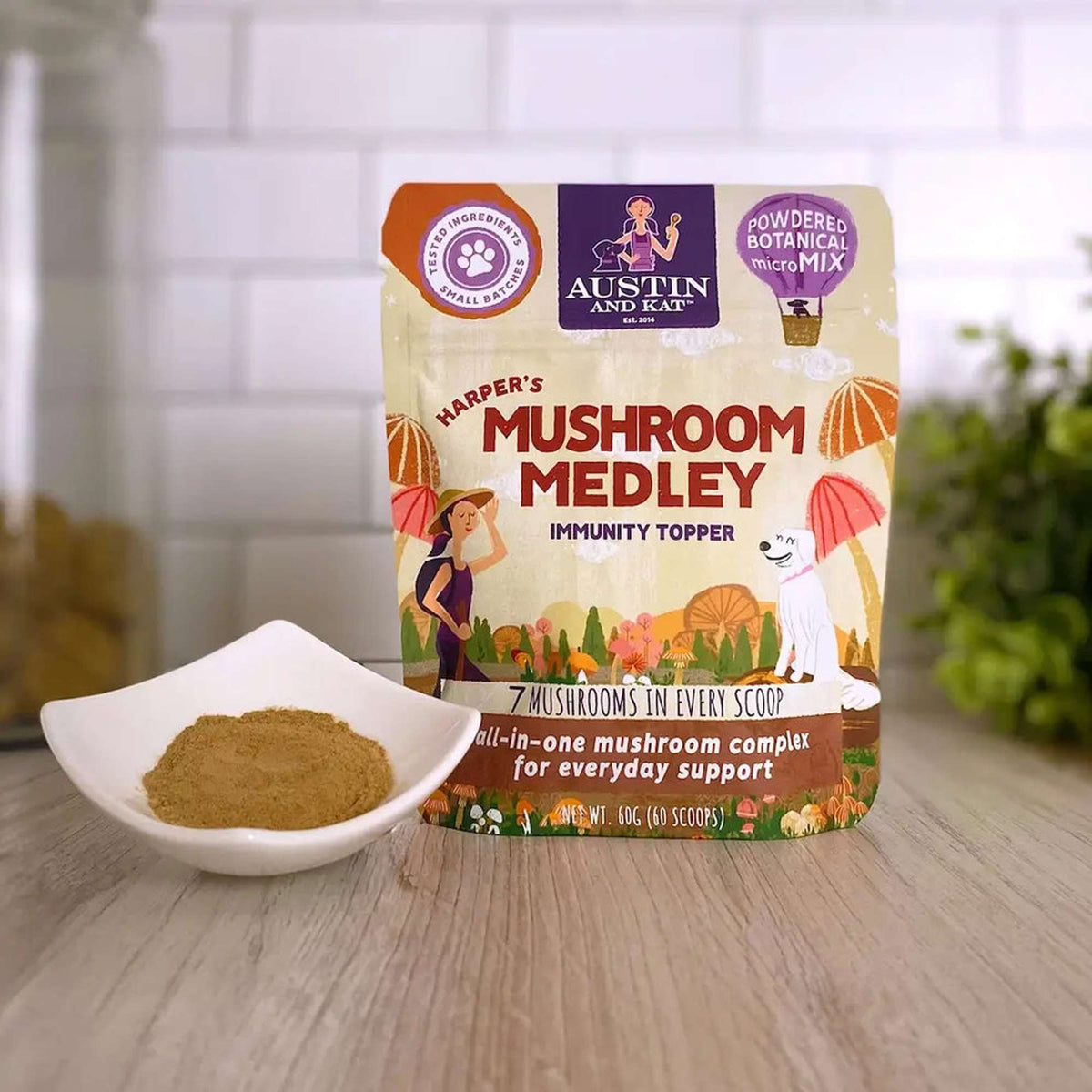 Austin and Kat Mushroom Medley Immunity Powder for Dogs &amp; Cats