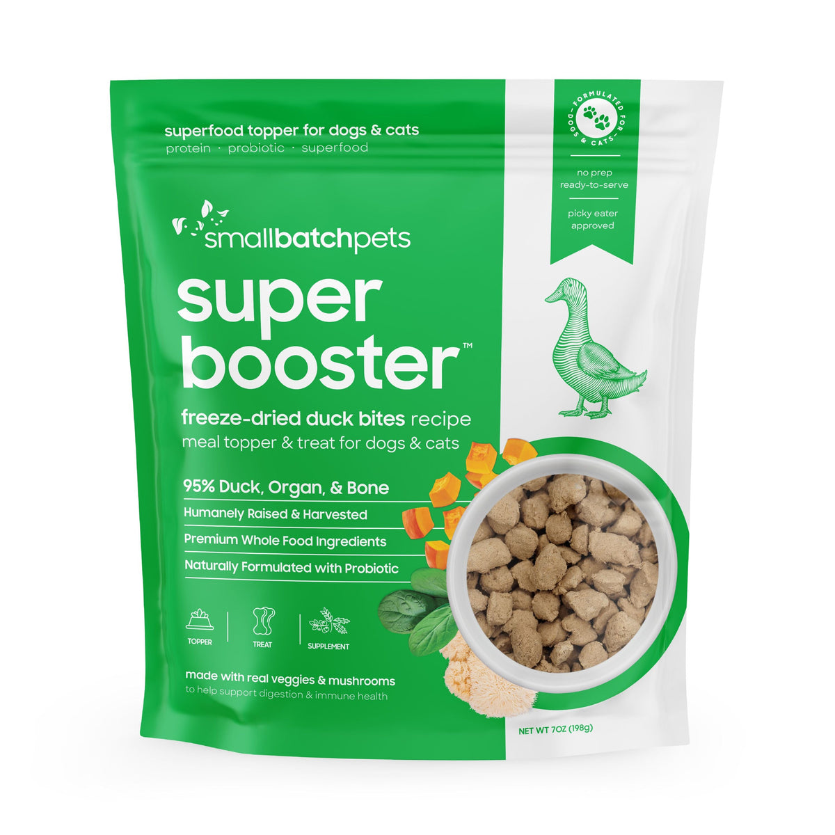 Small Batch Super Booster Freeze-Dried Duck Bites Dog &amp; Cat Treats or Meal Topper