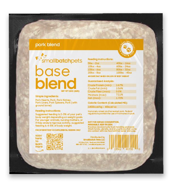 Small Batch Base Blend Pork Frozen Dog &amp; Cat Food