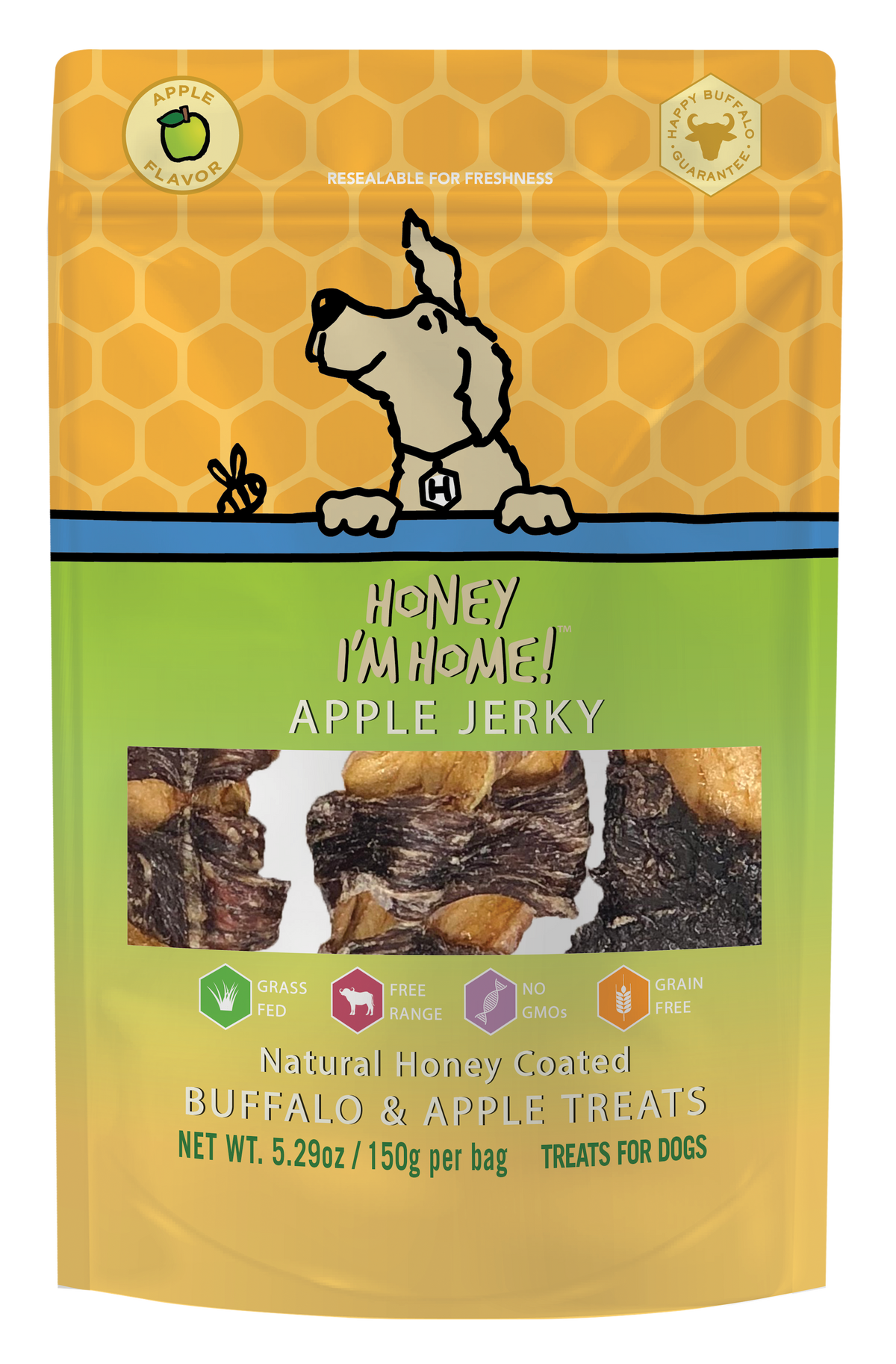 Honey I&#39;m Home! Water Buffalo Apple Jerky Dog Treats