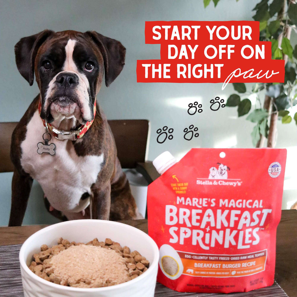Stella &amp; Chewy&#39;s Marie&#39;s Magical Breakfast Sprinkles Breakfast Burger Recipe Freeze-Dried Meal Topper for Dogs