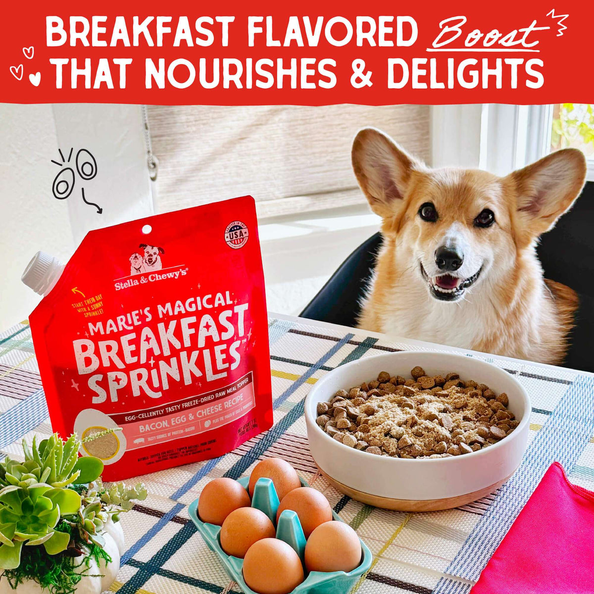 Stella &amp; Chewy&#39;s Marie&#39;s Magical Breakfast Sprinkles Bacon, Egg &amp; Cheese Freeze-Dried Meal Topper for Dogs