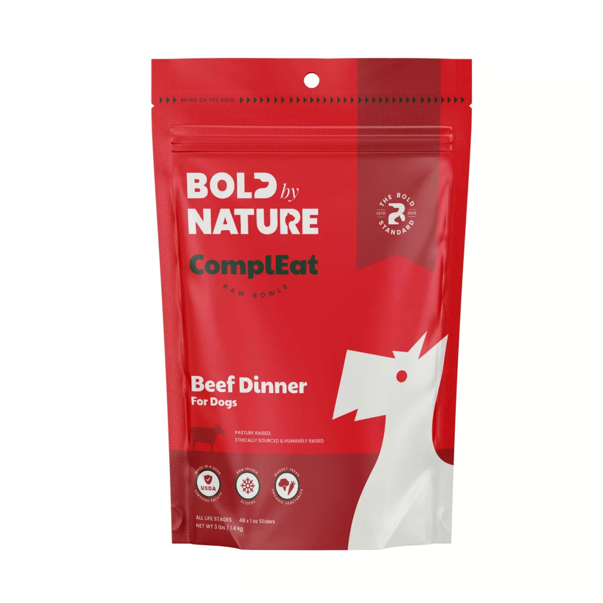 Bold by Nature ComplEat Beef Dinner Frozen Raw Food for Dogs
